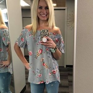 Cherish Striped Off-The-Shoulder Top